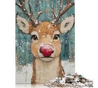 Adult Jigsaw Puzzles 1000 Pieces Reindeer in Snow Christmas Wood Puzzle Jigsaws for Adults Teenagers Age 14+ 1000pcs (75x50cm)