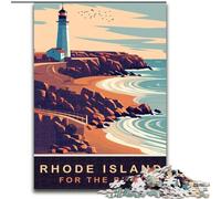Adult Jigsaw Puzzles 1000 Pieces Rhode Island Coast Challenging To Complete But Fun And Humorous with Matching Poster And Trivia Sheet (26x38cm) 1000pcs