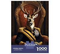 Adult Jigsaw Puzzles 1000 Pieces Royal Deer King Wall Art Print Jigsaws for Adults Brain Teaser Game A Work of Art Educational Challenge 70x50cm/1000pcs