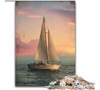Adult Jigsaw Puzzles 1000 Pieces Sailboat Sailing The Ocean, Toys Educational Games Stress Relieving Enhance Love between Couples (Size 26x38cm)