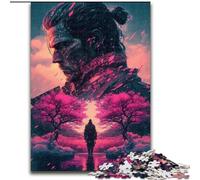 Adult Jigsaw Puzzles 1000 Pieces Sakura Warrior Made of Wood, Fun Activity for at Home 50x75cm Engaging Family Game Night Activity