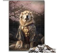 Adult Jigsaw Puzzles 1000 Pieces Samurai Golden Retriever Made of Wood, Fun Activity for at Home 50x75cm Engaging Family Game Night Activity