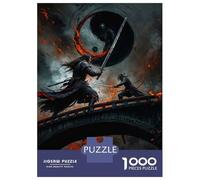 Adult Jigsaw Puzzles 1000 Pieces Samurai Sword Duel on Bridge Jigsaws for Adults Brain Teaser Game A Work of Art Educational Challenge 70x50cm/1000pcs