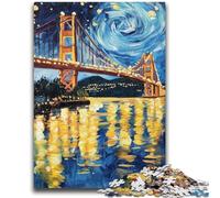 Adult Jigsaw Puzzles 1000 Pieces San Francisco Bridge at Night for And from 14 Years And over Play Toys Because It Is Ideal As A Gift for The Whole Family 26x38cm