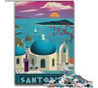 Adult Jigsaw Puzzles 1000 Pieces Santorini Challenging To Complete But Fun And Humorous with Matching Poster And Trivia Sheet (38x52cm) 1000pcs