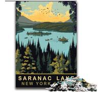 Adult Jigsaw Puzzles 1000 Pieces Saranac Lake NY Challenging To Complete But Fun And Humorous with Matching Poster And Trivia Sheet (38x52cm) 1000pcs