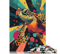 Adult Jigsaw Puzzles 1000 Pieces Sea Turtle Pop Art Radiant Sea Turtle Ocean-Themed Wall Art Wooden Puzzles for Adults Puzzles Funny Jigsaw Puzzles 300pcs (40x28cm)