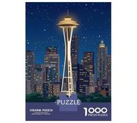Adult Jigsaw Puzzles 1000 Pieces Seattle Space Needle at Night Teenager Puzzles Relax Games But Fun And Humorous Challenging To Complete 70x50cm/1000pcs