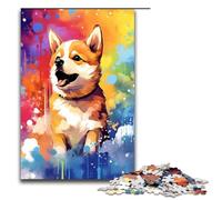 Adult Jigsaw Puzzles 1000 Pieces Shiba Inu Baby Is Surrounded by SplattersLots of Colour Home Decoration Puzzle Toys Deal As Gifts for The Whole Family 1000 PCS