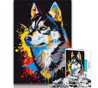 Adult Jigsaw Puzzles 1000 Pieces Siberian Husky with Headphones 1000 Pieces for Adults,Educational Games Home Decoration Birthday Present, Gifts, Wall Art (size 38x26cm)