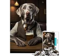 Adult Jigsaw Puzzles 1000 Pieces Silver Labrador in The Pub Impossible Game Learning Educational Toys Secret Santa Gifts For Family Fun (Size 50x75cm)