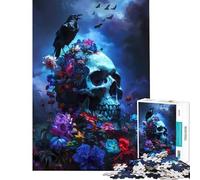 Adult Jigsaw Puzzles 1000 Pieces Skull Raven Flowers Impossible Game Learning Educational Toys Secret Santa Gifts For Family Fun (Size 38x26cm)