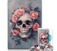 Adult Jigsaw Puzzles 1000 Pieces Skull Rose,Help The Brain Exercise Addictive Toys to Cultivate Patience Gift For Birthdays (38x26cm)