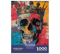 Adult Jigsaw Puzzles 1000 Pieces Skull with Crown Art Print Jigsaws for Adults Brain Teaser Game A Work of Art Educational Challenge 70x50cm/1000pcs