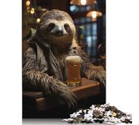 Adult Jigsaw Puzzles 1000 Pieces Sloth Sipping Beer Art Wood Puzzle Jigsaws for Adults Stress Relief Toys 300pcs (40x28cm)