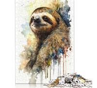 Adult Jigsaw Puzzles 1000 Pieces Sloth Watercolor Design Paper Puzzle for Adults And Teenager Home Decoration Puzzle Toys 1000pcs (38x26cm)