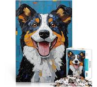 Adult Jigsaw Puzzles 1000 Pieces Smiling Dog Painting Lernspiele DIY Spielzeug Die Liebe zwischen Paaren stärken38x26cm