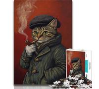 Adult Jigsaw Puzzles 1000 Pieces Smoking Cat Adult Jigsaw,Educational Games Home Decoration Unique Home Decor And Gifts 26x38cm