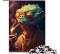 Adult Jigsaw Puzzles 1000 Pieces Smoking Sci Fi Lizard Made of Wood, Fun Activity for at Home 50x75cm Engaging Family Game Night Activity