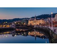 Adult Jigsaw Puzzles 1000 Pieces Spain Bilbao Bridge Sunset Lights 75 * 50Cm