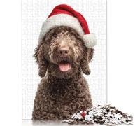Adult Jigsaw Puzzles 1000 Pieces Spanish Water Dog with Santa Hat Puzzles for Teenagers Gifts for Adults Puzzle Gifts 1000pcs (75x50cm)