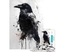 Adult Jigsaw Puzzles 1000 Pieces Splash Watercolor Raven Jigsaws for Adults Puzzle Pattern Assembly Fun Activities at Home Birthday And Unique Gifts (38x52cm)
