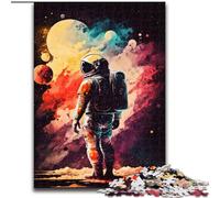 Adult Jigsaw Puzzles 1000 Pieces Splatter Astronaut Made of Wood, Interactive Family Game, Suitable for Ages 14+ 50x75cm for Family Interactive Game
