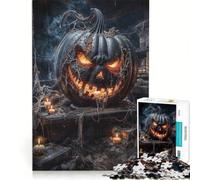 Adult Jigsaw Puzzles 1000 Pieces Spooky Halloween Pumpkin, Hands-on Game, Fun Activities at Home, Enhance Love between Couples 38x52cm