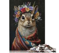 Adult Jigsaw Puzzles 1000 Pieces Squirrel with Flowers Wooden Puzzles for Adults & Teenager for Adults& Teens Age 12 Years Up 1000pcs (75x50cm)
