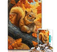 Adult Jigsaw Puzzles 1000 Pieces Squirrels in Autumn Adult Puzzles,family Fun Games Is Ideal As A Gift for The Whole Family (size 38x26cm)