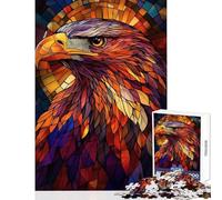 Adult Jigsaw Puzzles 1000 Pieces Stained Glass Eagle Relaxing Games Staycation Kill Time Home Decoration Toys Deal As Gifts for The Whole Family (38x52cm)