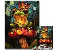 Adult Jigsaw Puzzles 1000 Pieces Stained Glass Frog King Puzzles for Adults Brain Challenge Game for Teenagers Family Interaction 1000 PCS(38x26cm)