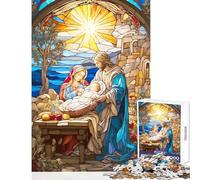 Adult Jigsaw Puzzles 1000 Pieces Stained Glass Jesus Relaxing Games Staycation Kill Time Home Decoration Toys Deal As Gifts for The Whole Family (38x52cm)