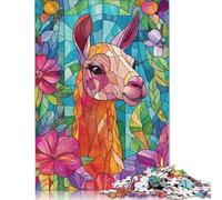 Adult Jigsaw Puzzles 1000 Pieces Stained Glass Llama Puzzles for Adults & Teenager For Family Fun & Game Night 1000pcs (75x50cm)