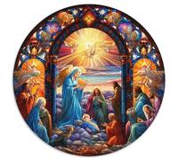 Adult Jigsaw Puzzles 1000 Pieces Stained Glass Nativity Puzzles for Adults Challenging Brain Teaser,Family Activity,Home Decor, (67.5x67.5cm)