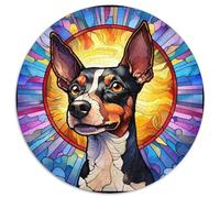 Adult Jigsaw Puzzles 1000 Pieces Stained Glass Rat Terrier Jigsaw Puzzles for Adults Ideal for And Family Fun for Holidays,Birthdays 67.5x67.5cm