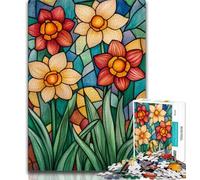 Adult Jigsaw Puzzles 1000 Pieces Stained Glass Tulips Adult Jigsaw,Stress Reliever Difficult Challenge Unique Home Decor And Gifts 26x38cm