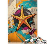 Adult Jigsaw Puzzles 1000 Pieces Starfish Pop Art Coastal Pop Marine Poster Puzzle Jigsaws for Adults& Teens Age 12 Years Up 1000pcs (75x50cm)