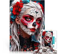 Adult Jigsaw Puzzles 1000 Pieces Sugar Skull Makeup Anspruchsvoll, aber lustig und humorvoll Heimdekoration75x50cm