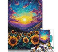 Adult Jigsaw Puzzles 1000 Pieces Sunflower 1000 Pieces for Teenagers,with Matching Poster And Trivia Sheet for And Age 14 Years Up 38x26cm