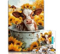 Adult Jigsaw Puzzles 1000 Pieces Sunflower And Cow Puzzles for Teenagers,Stress Reliever Staycation Kill Time Wishlist with Santa Claus 75x50cm