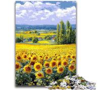 Adult Jigsaw Puzzles 1000 Pieces Sunflower Field for 14+ Unique Challenge Game Family Games Christmas Birthday Gifts 38x26cm