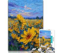 Adult Jigsaw Puzzles 1000 Pieces Sunflower Oil Painting,Educational Games Home Decoration Educational Game for Birthday,Chrismas (38x26cm)