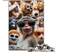 Adult Jigsaw Puzzles 1000 Pieces Sunglasses Monkey Jigsaw Puzzles Made of Wood Challenging Brain Teaser for Teenagers, Perfect for Home Decor Or Gift size 50X75CM