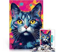 Adult Jigsaw Puzzles 1000 Pieces Surreal Cat Abstract Challenging To Complete But Fun And Humorous with Matching Poster and Trivia Sheet 26x38cm