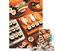 Adult Jigsaw Puzzles 1000 Pieces Sushi Platter Still Life Impossible Game Learning Educational Toys Secret Santa Gifts For Family Fun (Size 38x26cm)