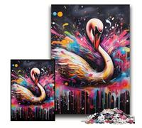 Adult Jigsaw Puzzles 1000 Pieces Swan Graffiti Painting Jigsaw Puzzles for Adults, 1000 Piece Family Activity Game for Teenager, DIY Home Decor Brain Teaser Gift Size 26x38cm