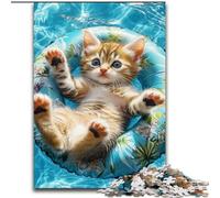 Adult Jigsaw Puzzles 1000 Pieces Swimming Cat, Suitable for Ages 14 And Up Home Educational Games DIY Toys Artwork Gift (Size 50x75cm)