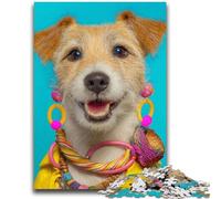Adult Jigsaw Puzzles 1000 Pieces Terrier Smiling Face Teenager Jigsaw,Stress Reliever Staycation Kill Time Home Decoration Toys (26x38cm)