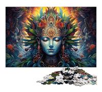Adult Jigsaw Puzzles 1000 Pieces The Colorful Psychedelia of The Female Buddha The Jigsaw Puzzle with Matching Poster And Trivia Sheet 1000 PCS(75x50cm)